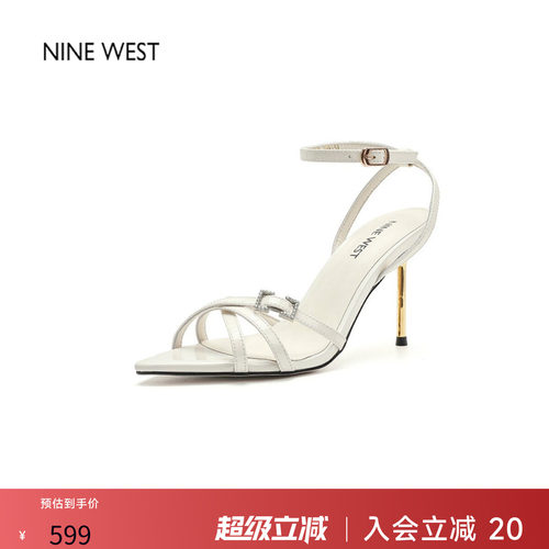 玖熙一字扣尖头细跟夏季女凉鞋