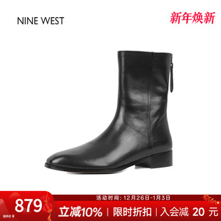 靴粗跟短靴巨好看 奥莱专供Nine 复古方头时装 玖熙法式 靴子 West