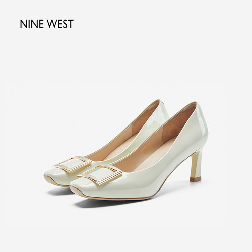 NineWest/玖熙方头通勤高跟鞋女