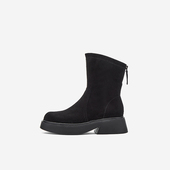 玖熙2025年时装 奥莱专供Nine West 靴女圆头羊反绒绒里中跟短靴女