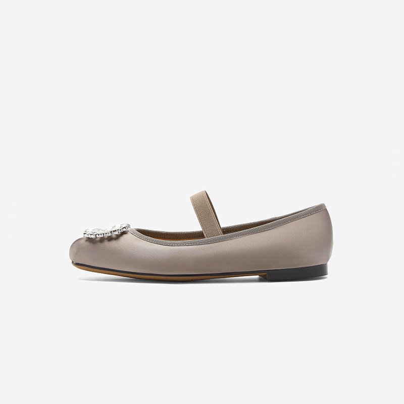 奥莱Nine West/玖熙时尚芭蕾单鞋女水钻饰扣方圆头平跟女鞋奥
