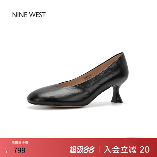 玖熙真皮细高跟通勤浅口单鞋女