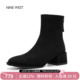 复古粗跟时装 玖熙法式 靴低跟短靴不累脚靴子冬 West 奥莱专供Nine