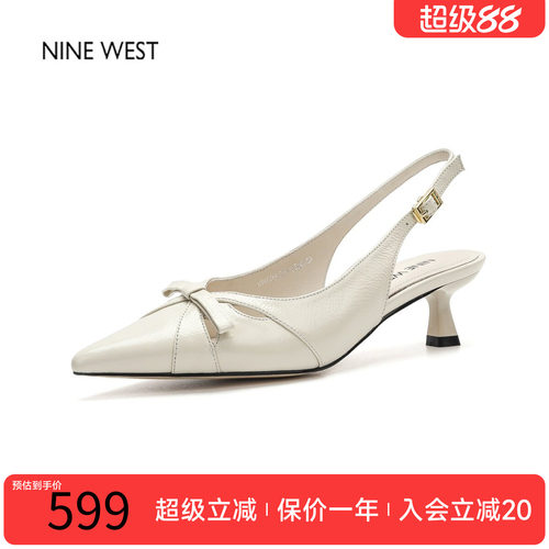 玖熙法式尖头猫跟蝴蝶结凉鞋新款