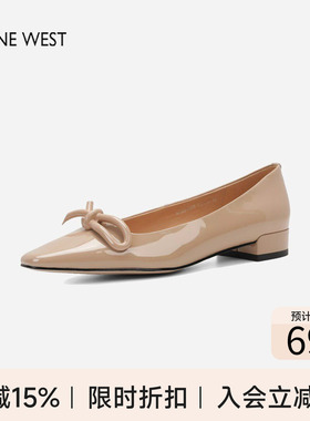 奥莱专供Nine West/玖熙法式尖头浅口单鞋女一脚蹬低跟通勤鞋时尚