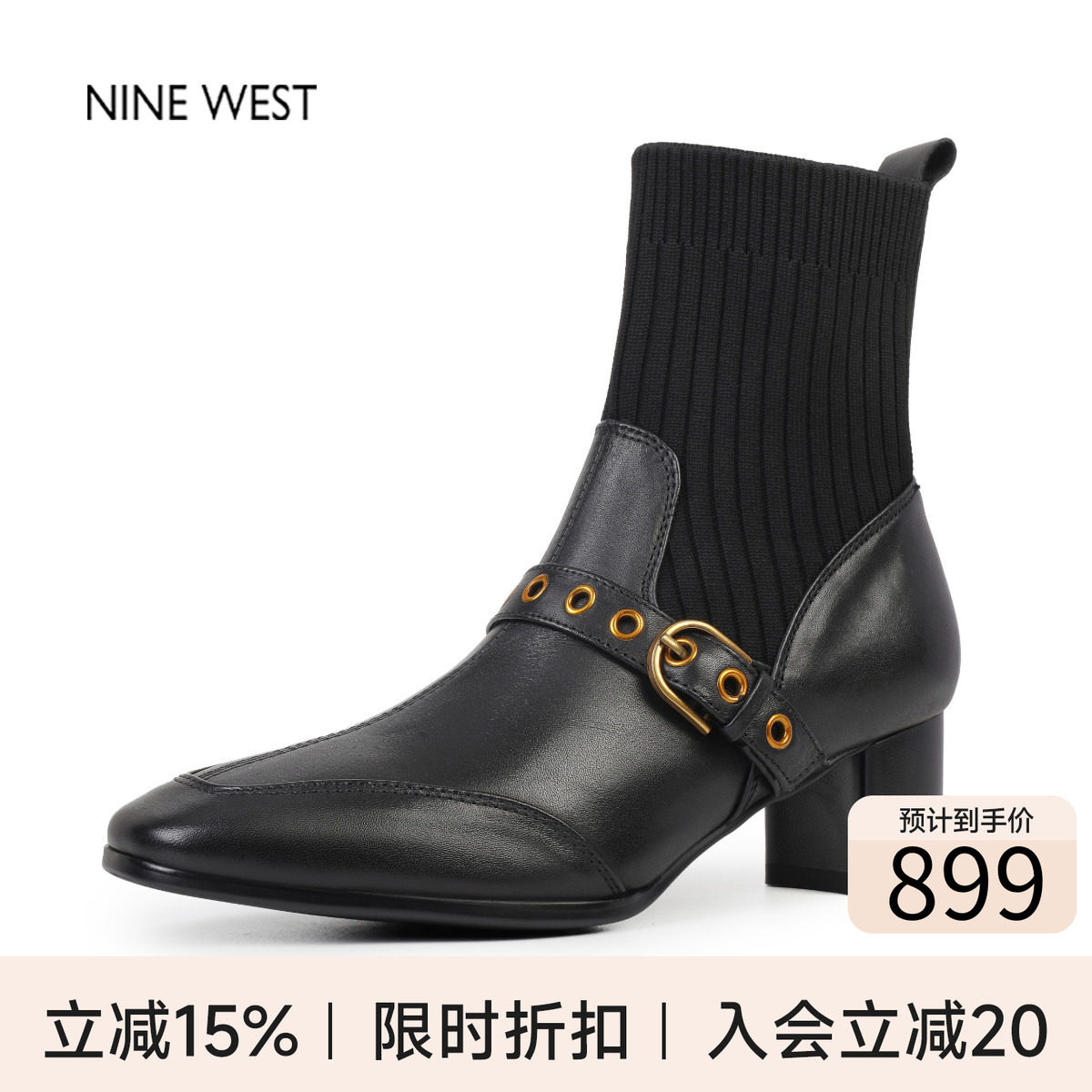 玖熙奥莱专供英伦风复古方头靴