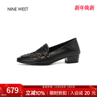 West 女软底单鞋 玖熙秋季 小皮鞋 女 老钱风真皮乐福鞋 奥莱专供Nine