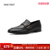 West 玖熙粗跟方头乐福鞋 女2025新款 奥莱专供Nine 通勤手工小皮鞋