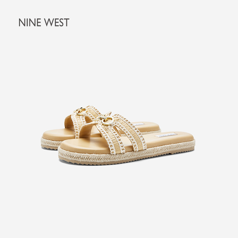 NineWest/玖熙老钱风一字拖鞋