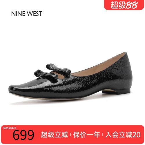 玖熙法式蝴蝶结平跟玛丽珍单鞋