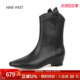 玖熙方头低跟时装 奥莱专供Nine West 靴烟筒靴粗跟短靴复古靴子女