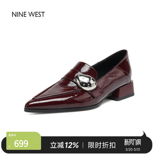 女复古英伦风一脚蹬单鞋 玖熙小金砖乐福鞋 厚底 West 奥莱专供Nine