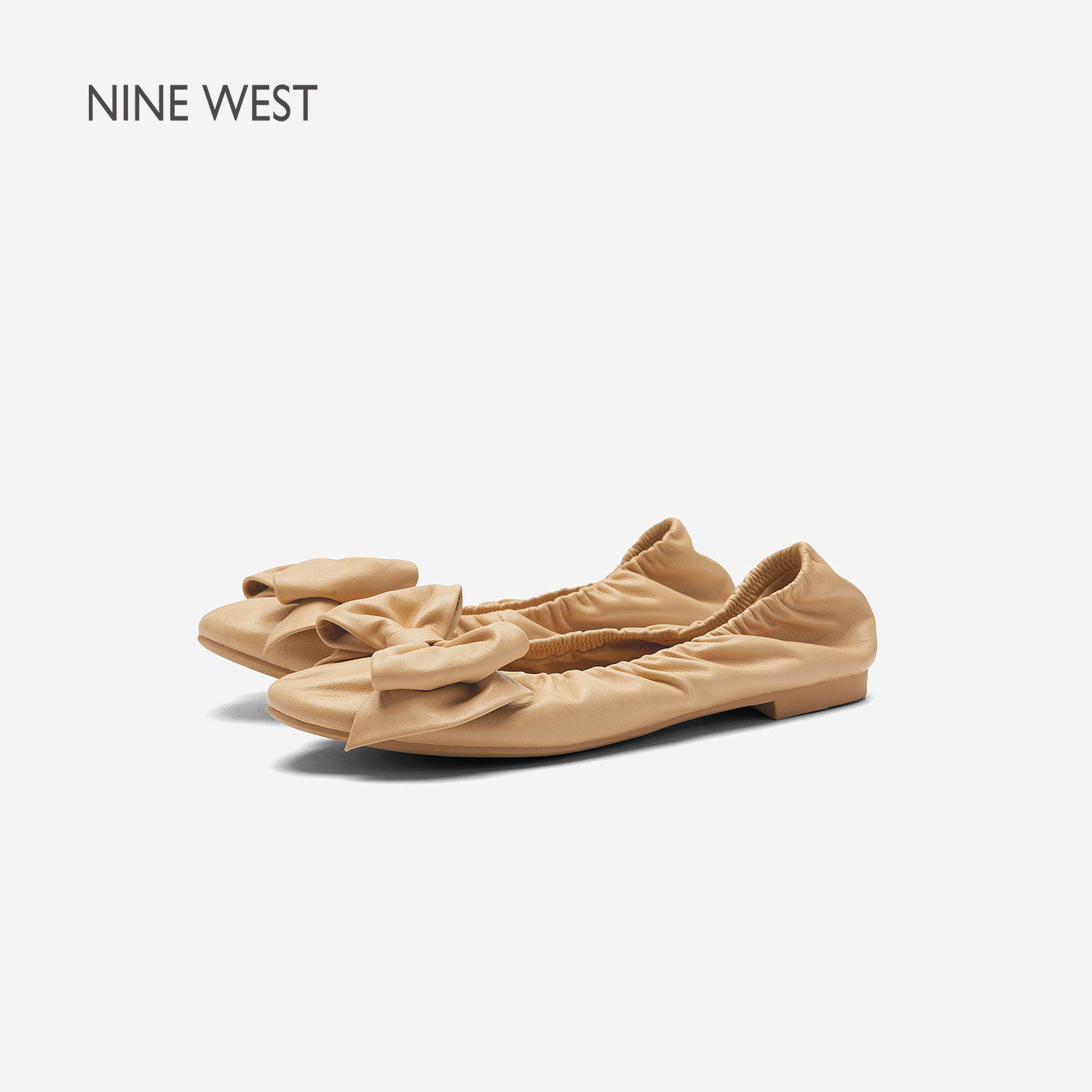 Nine West/玖熙2026年春夏芭蕾舞鞋女低跟单鞋女圆头蝴蝶结蛋卷鞋