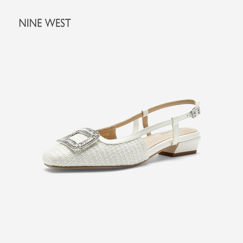 NineWest/玖熙中跟包头凉拖鞋女