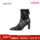 玖熙尖头时装 奥莱专供Nine West 靴弹力瘦瘦靴粗跟短靴高跟短靴冬