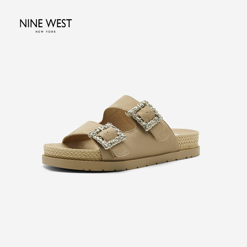 NineWest/玖熙双带扣休闲一字拖