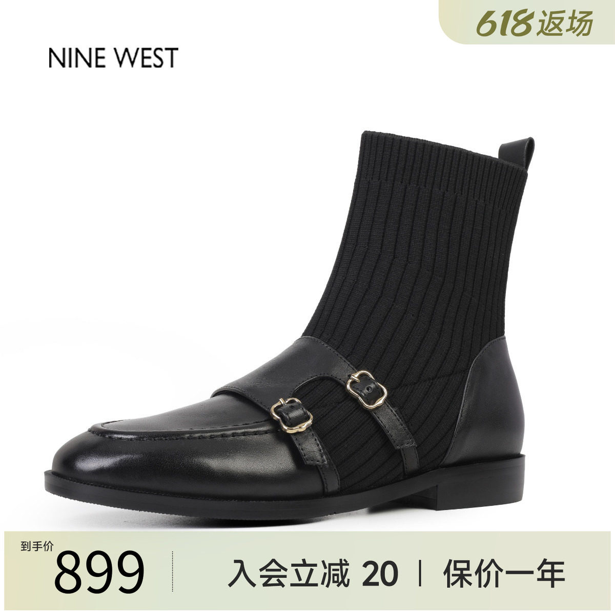 玖熙奥莱专供英伦风复古圆头靴