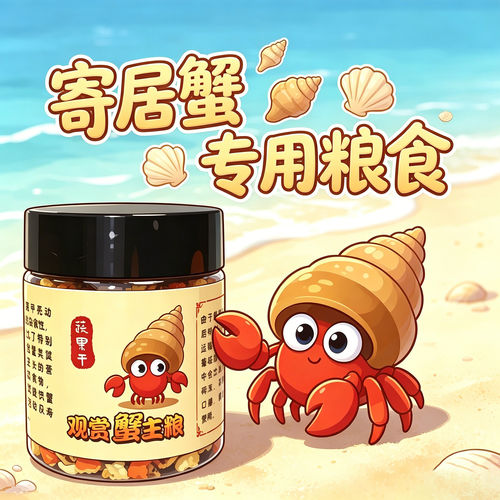 寄居蟹专用粮食沙蟹吃的食物宠物粮饲料零食肉干椰丝观赏蟹椰子片