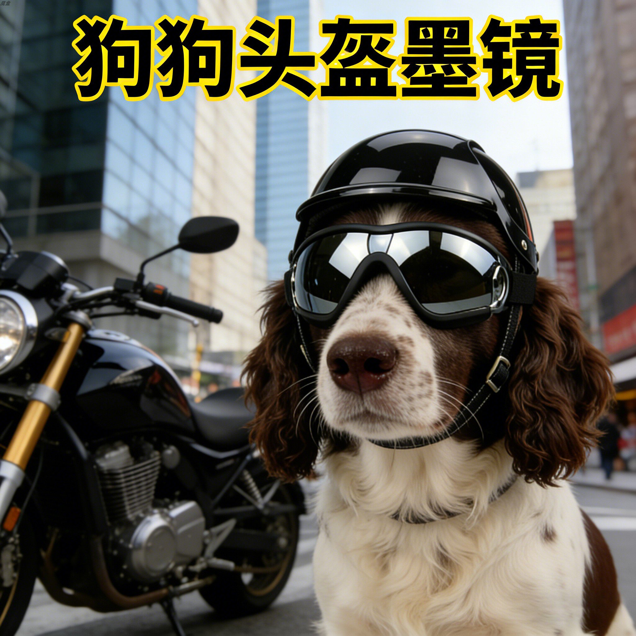 宠物狗狗史宾格专用头盔帽子墨镜眼镜防风户外配饰骑行摩托车露耳