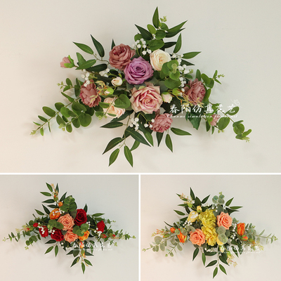 迎宾牌水牌花仿真门头花开业婚礼庆典挂花KT板广告牌花艺成品假花