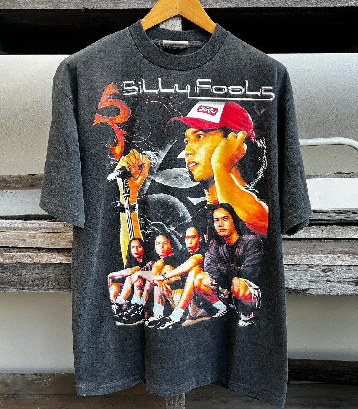 EN 워시드 마스터 타이 록 밴드 SILLY FOOLS 스트리트 뷰티 반팔 티셔츠