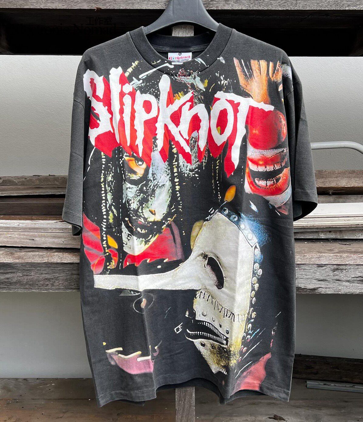 EN 워시드 마스터 SLIPKNOT SLIPKNOT 뻣뻣한 레트로 짧은 셔츠 반팔 티셔츠 다재다능한 스타일