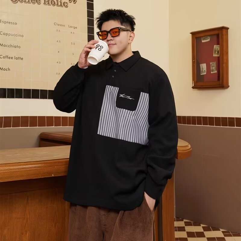 PANG哥潮牌大码男翻领长袖卫衣