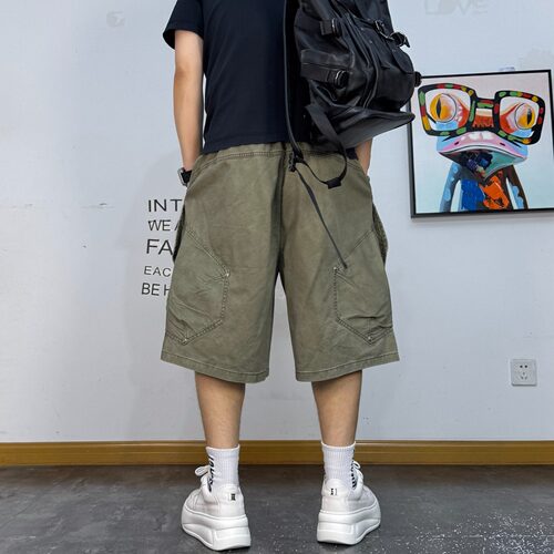 男抽绳裤子薄款宽松休闲中裤