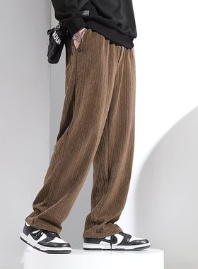 PANG哥 潮牌大码男装2026秋宽松直筒休闲长裤胖子加肥加大裤子男