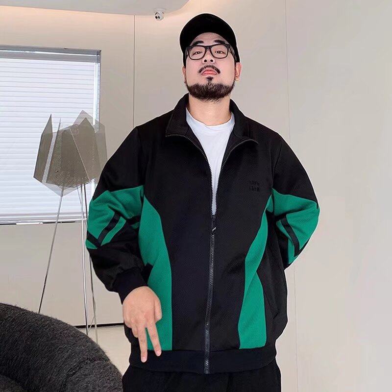 PANG哥潮牌大码男装2026春休闲拼接棒球领外套胖子宽松加肥加大,男装,大码上装,淘宝优惠券,粉丝福利购,淘宝优惠卷