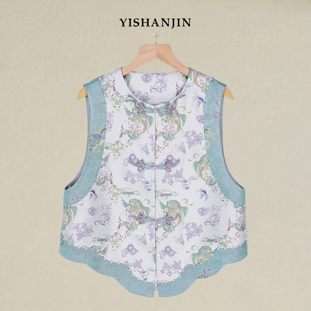新中式桑蚕丝国风宋锦马甲YSM5059-1  X