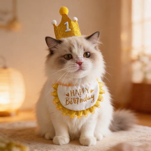 猫咪围脖过生日装扮帽子配饰品布偶猫围嘴泰迪狗狗口水巾宠物围兜