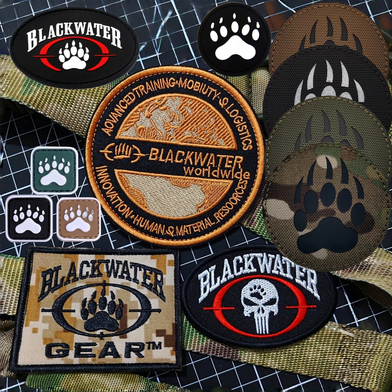 全球黑水刺绣魔术贴章 雇佣兵臂章 黑水公司熊爪徽章战术包贴布贴,运动包/户外包/配件,贴章/魔术贴章,淘宝优惠券,粉丝福利购,淘宝优惠卷
