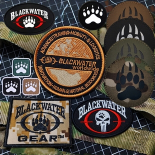 全球黑水刺绣魔术贴章 雇佣兵臂章 黑水公司熊爪徽章战术包贴布贴