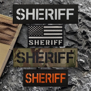 SHERIFF美国治安官士气章 反光魔术贴臂章 战术背心贴 背包贴徽章