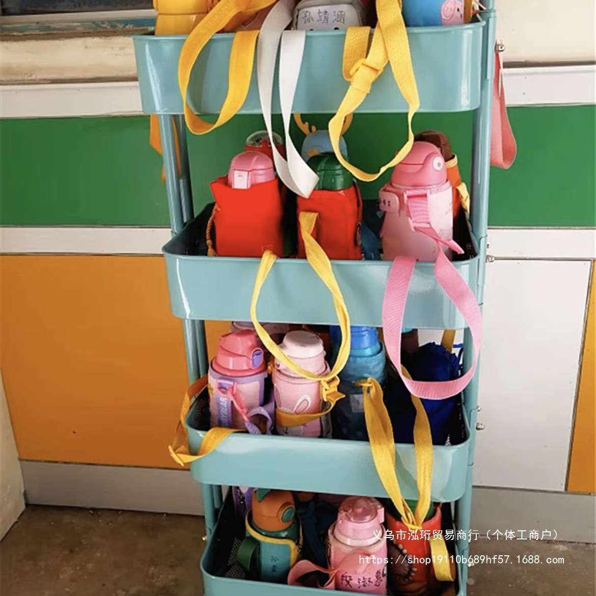幼儿园儿童保温杯水杯存放架移动手推车储物架户外婴儿用品小推车