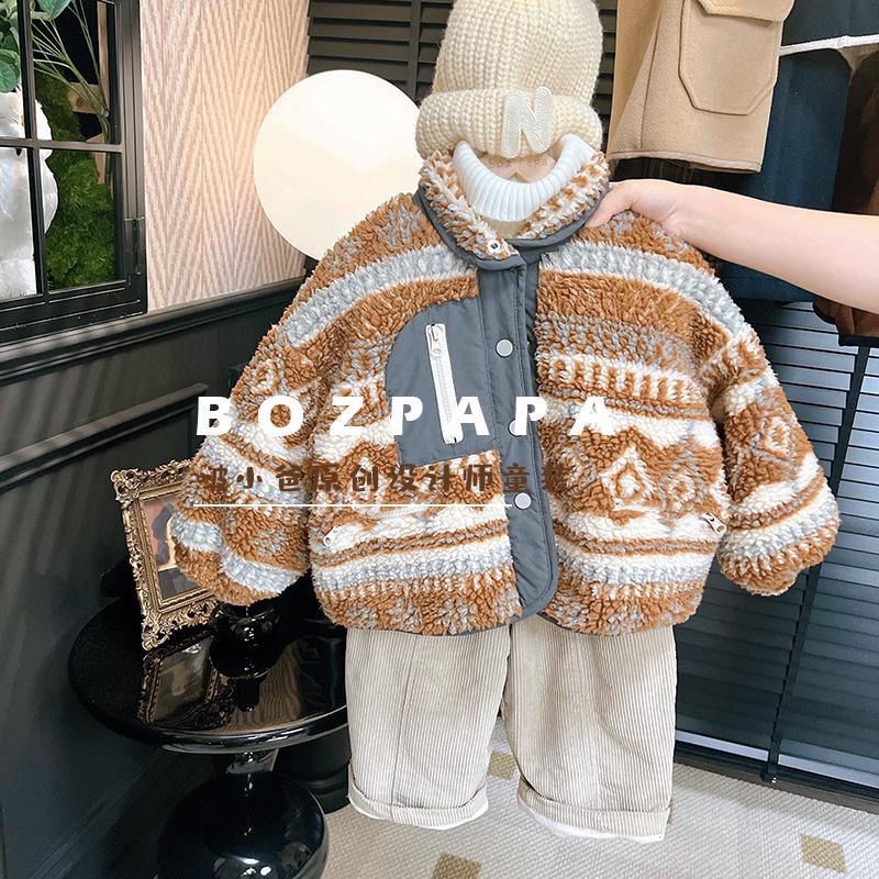 男女童外套2025年秋冬装新款加绒加厚宝宝冬装羊羔毛洋气儿童棉衣