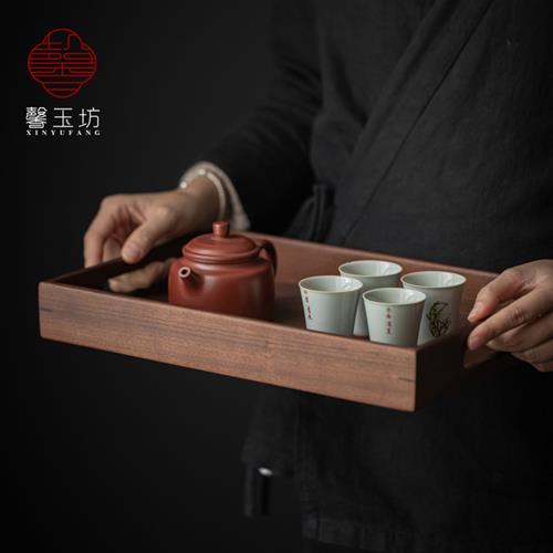 日式胡桃木托盘家用茶点盘茶奉茶盘茶杯餐厅咖啡收纳盘实木餐盘大