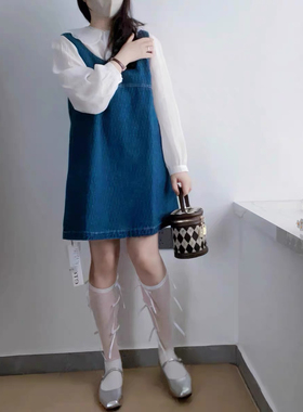 Eter 24韩早秋新宽松显瘦百搭牛仔背心裙女小个子无袖连衣裙子潮