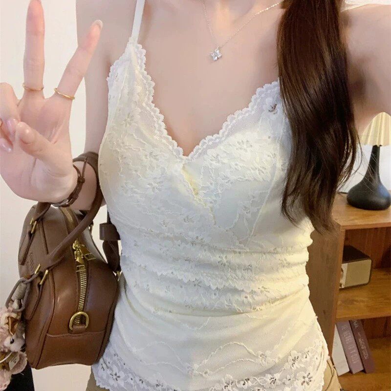 纯欲chic上衣蕾丝吊带女2026秋冬新款独特漂亮超好看的内搭打底衫