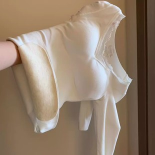 7A羊绒保暖内衣女款带胸垫一体加绒加厚内搭上衣外穿秋衣秋裤套装