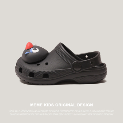 儿童黑色洞洞鞋软底半凉鞋