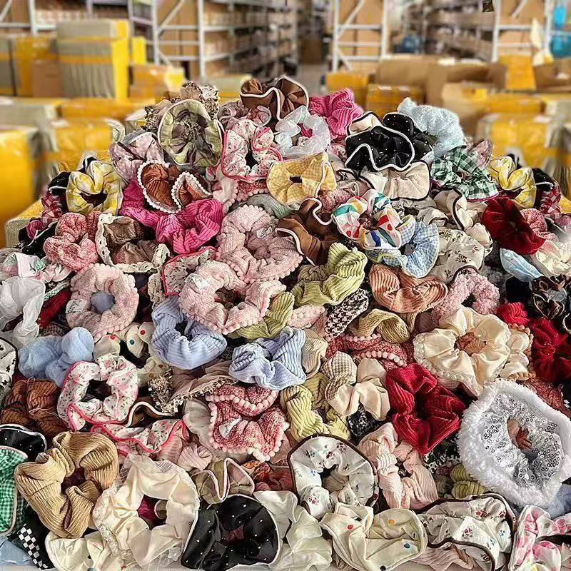 thumbnail for (by pounds) wholesale circle large intestine circle high-end head rope head flower versatile hair ornament pig large intestine head rope hair ornament