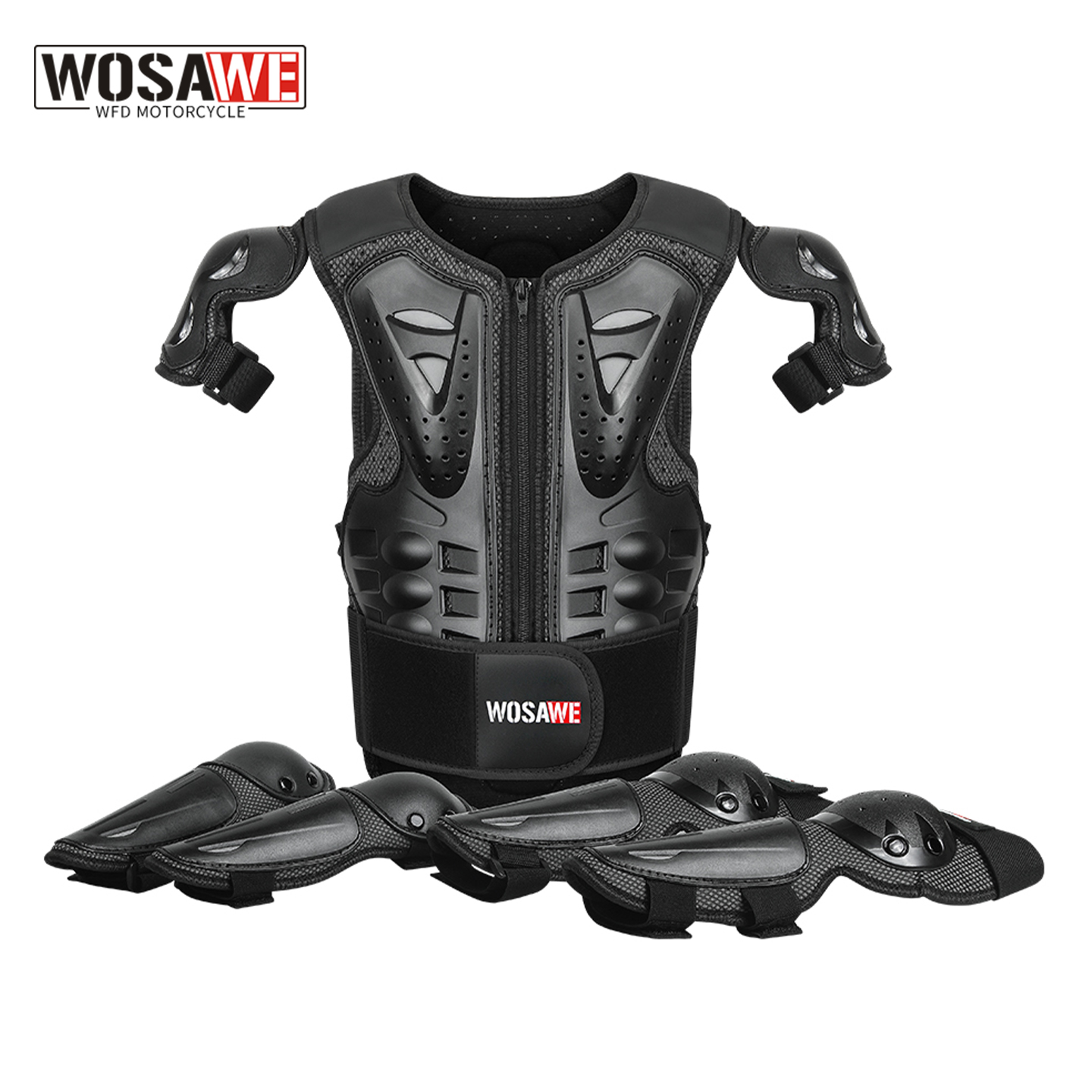 沃萨维摩托车儿童护甲衣护具小孩骑行运动防护护膝护肘护肩套装