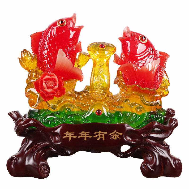 新品年年有余招财鱼摆件富贵红鲤鱼家居客厅酒柜装饰品新房乔迁工