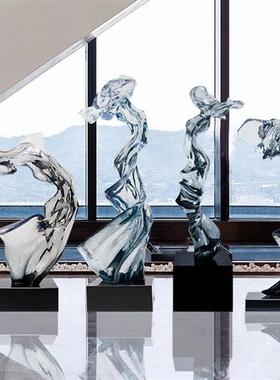 售楼部酒店大堂楼梯间两侧落地大型摆件透明树脂抽象艺术雕塑装饰