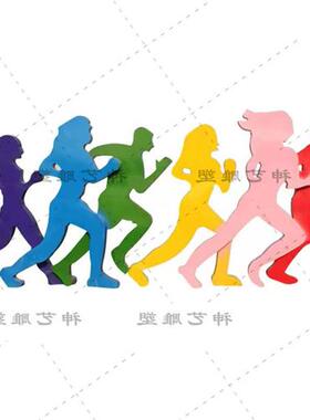 不锈钢人物雕塑几何风格公园景观装饰抽象跑步雕塑校园体育主题自
