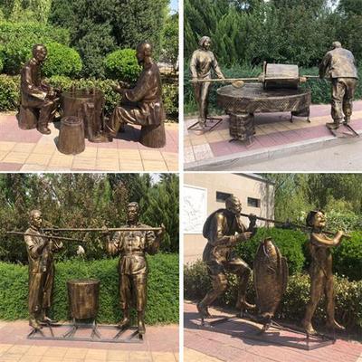 玻璃钢仿铜人物雕塑农耕文化名人胸像铸铜定制民俗小品铜人摆件