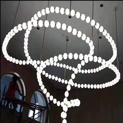 后现代项链楼梯间异型吊灯玻璃佛珠造型灯酒店大堂前台售楼处灯具