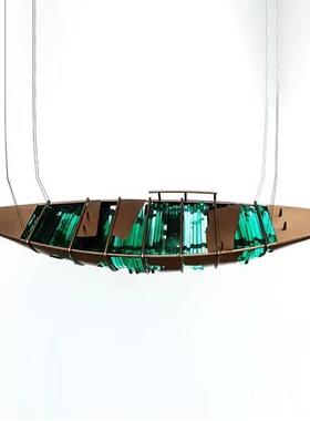 创意镂空小船古铜色透明亚克力家居饰品摆件商业售楼处大型雕塑